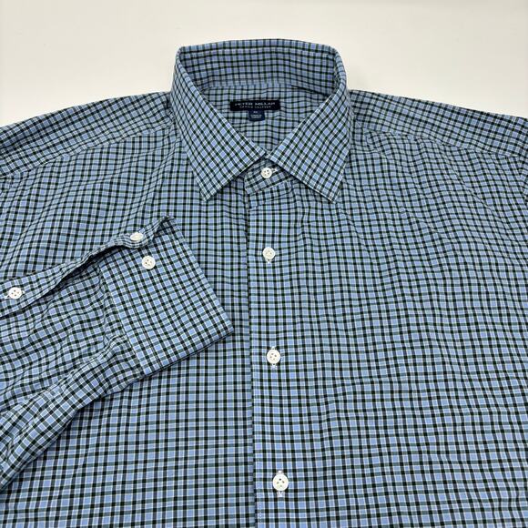 Peter Millar Crown Crafted XL Blue Check Long Sleeve Button Up Shirt - Picture 1 of 5